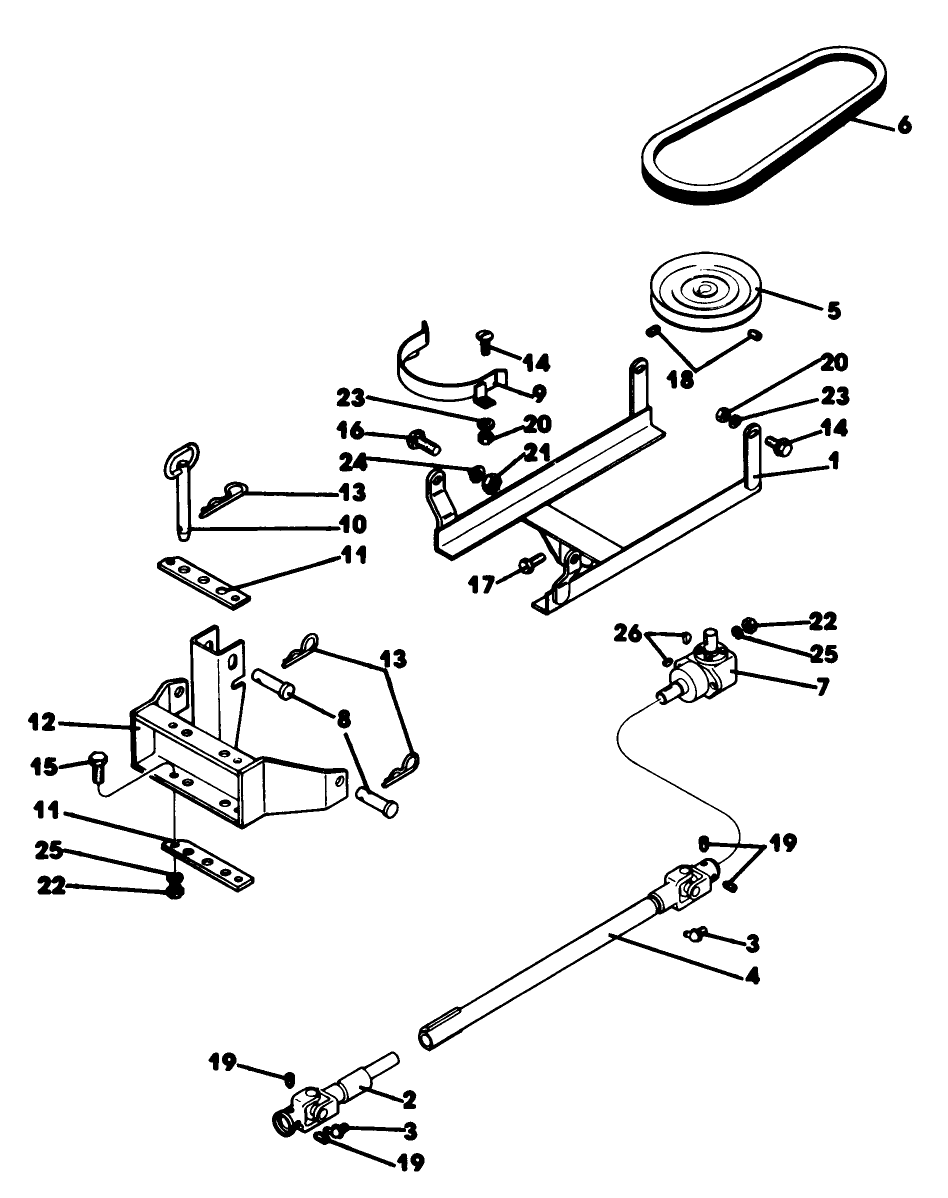 Tiller Drive Diagram and Parts List for 62542C (G00000001-G99999999)(1988) Lawn Boy Lawn Tractor